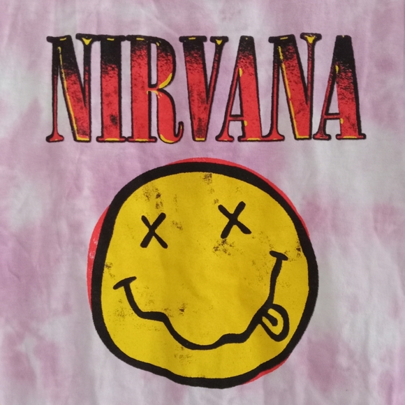 NWT Nirvana Smiley Tie Dye Pink T-shirt Top M - Picture 4 of 5